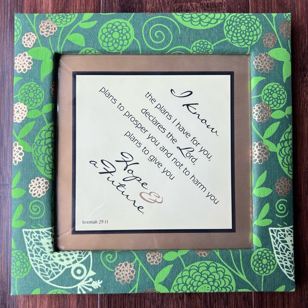 8.5x8.5” Bible Verse Wall Decor Quote Art Scripture Jeremiah 29:11 Hope Future